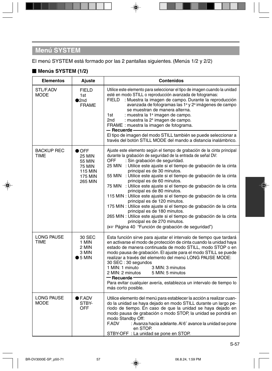 Menú system | JVC BR-DV600AE User Manual | Page 270 / 356