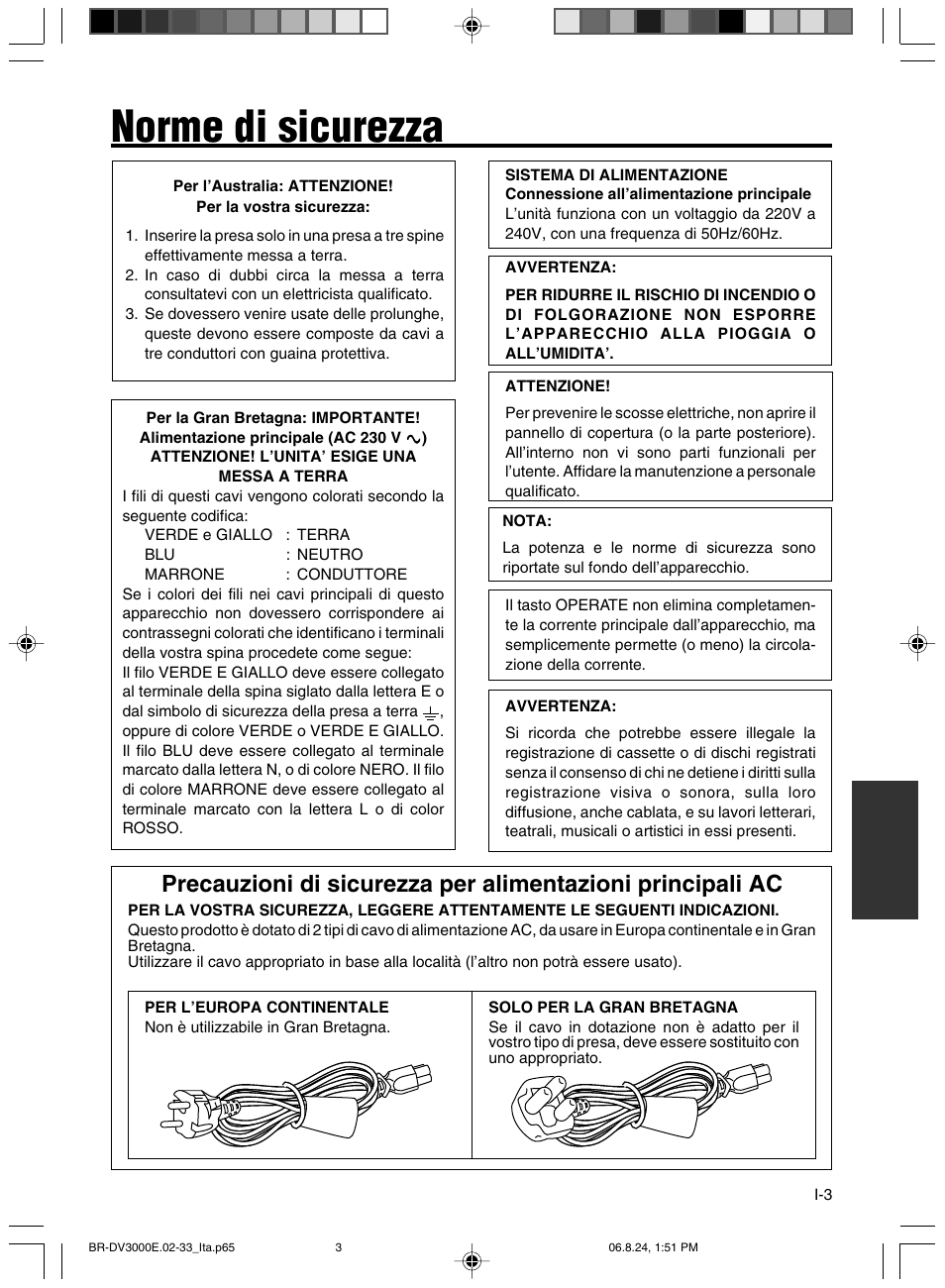 Norme di sicurezza | JVC BR-DV600AE User Manual | Page 287 / 356