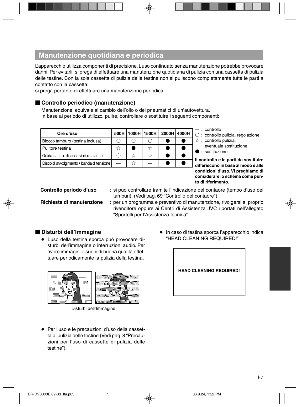 Manutenzione quotidiana e periodica | JVC BR-DV600AE User Manual | Page 291 / 356