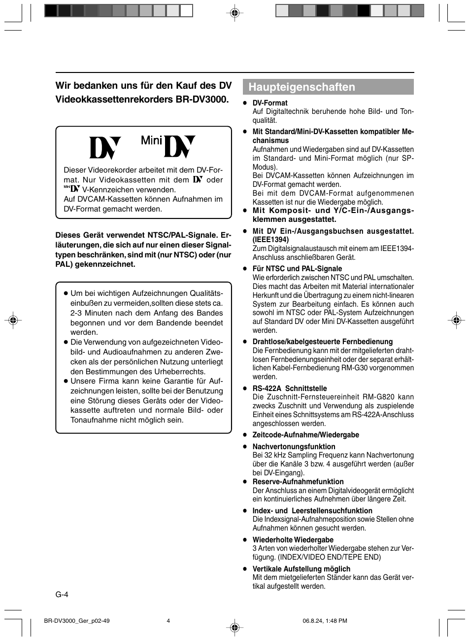 Haupteigenschaften | JVC BR-DV600AE User Manual | Page 75 / 356