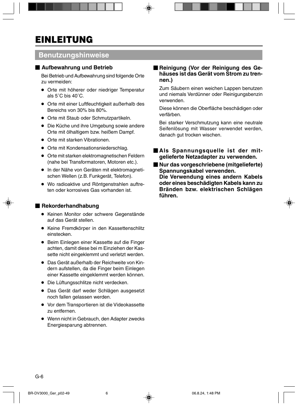 Einleitung, Benutzungshinweise | JVC BR-DV600AE User Manual | Page 77 / 356