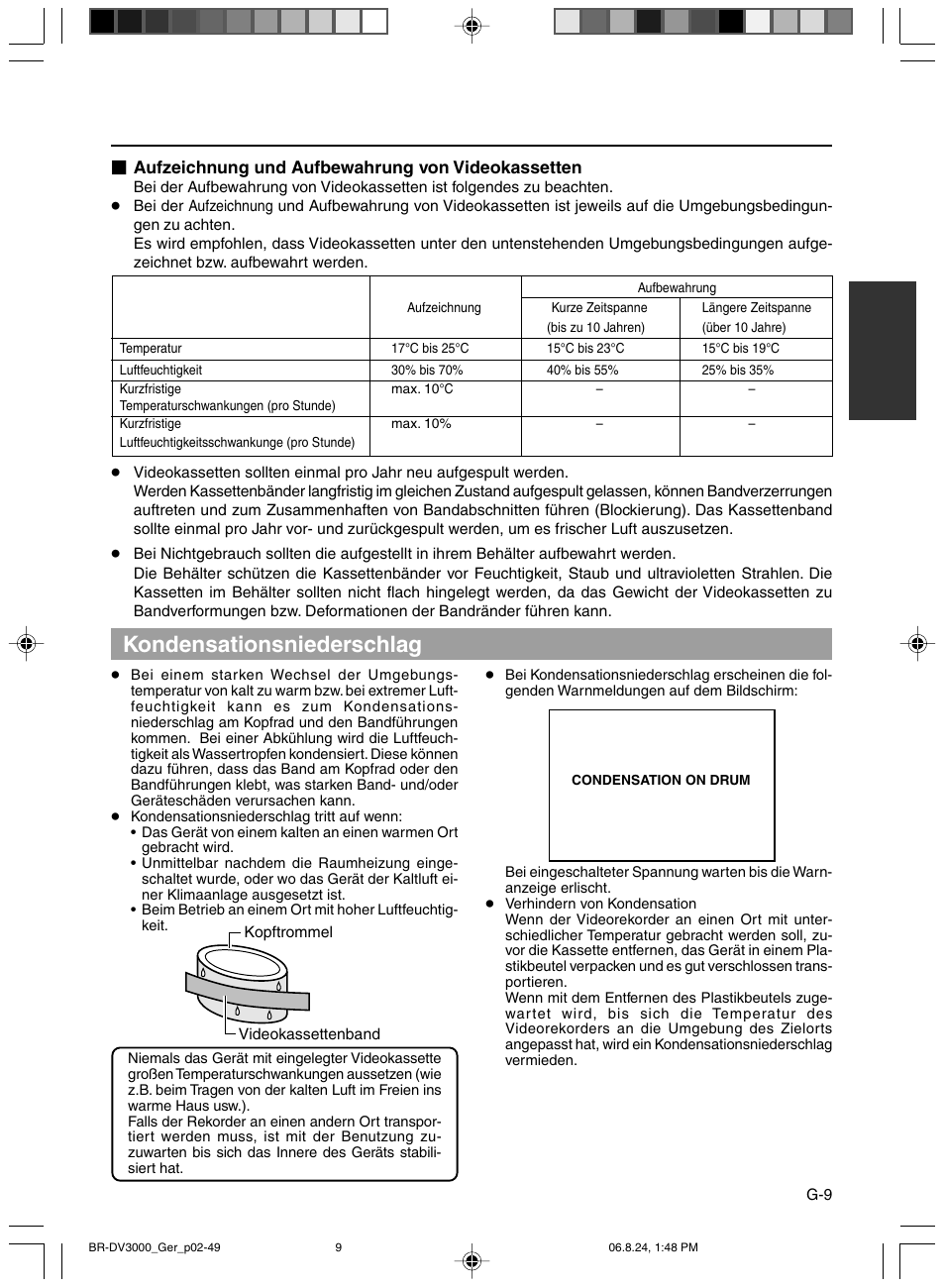 Kondensationsniederschlag | JVC BR-DV600AE User Manual | Page 80 / 356
