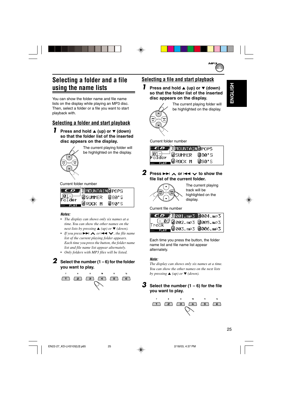 Selecting a folder and a file using the name lists | JVC KD-LH3105 User Manual | Page 25 / 65