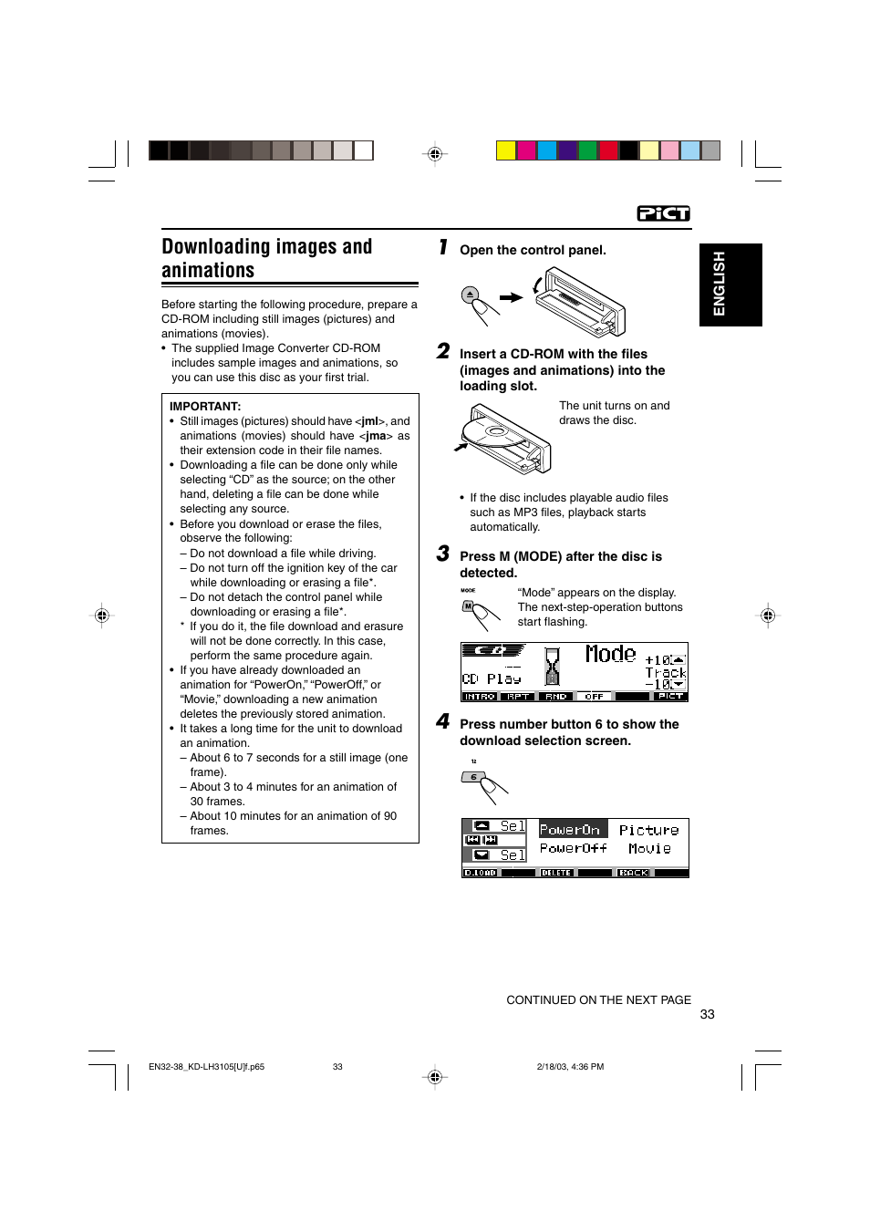Downloading images and animations | JVC KD-LH3105 User Manual | Page 33 / 65