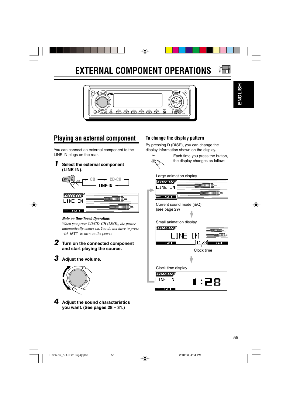External component operations, Playing an external component | JVC KD-LH3105 User Manual | Page 55 / 65