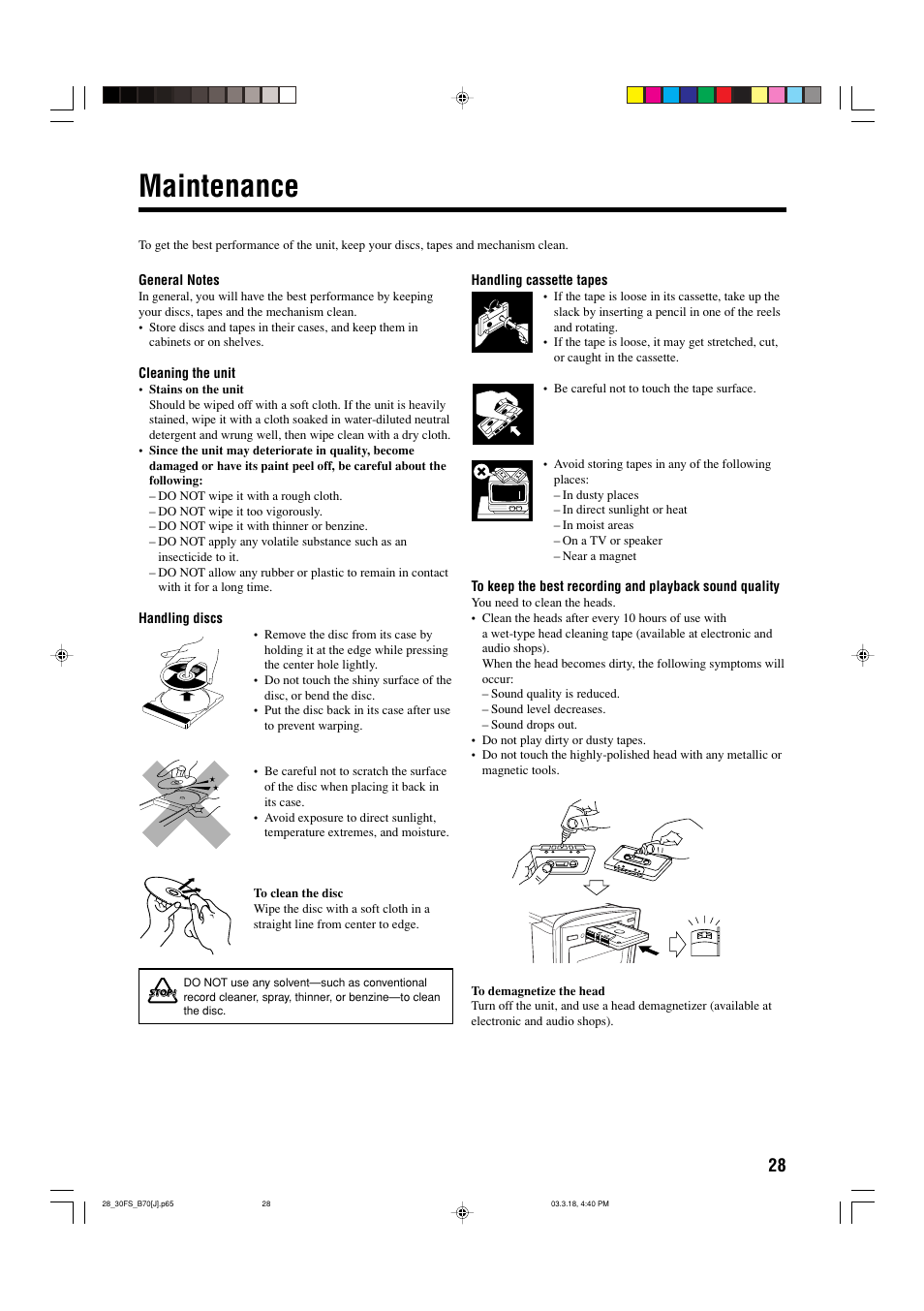 Maintenance | JVC CA-FSB70 User Manual | Page 31 / 70