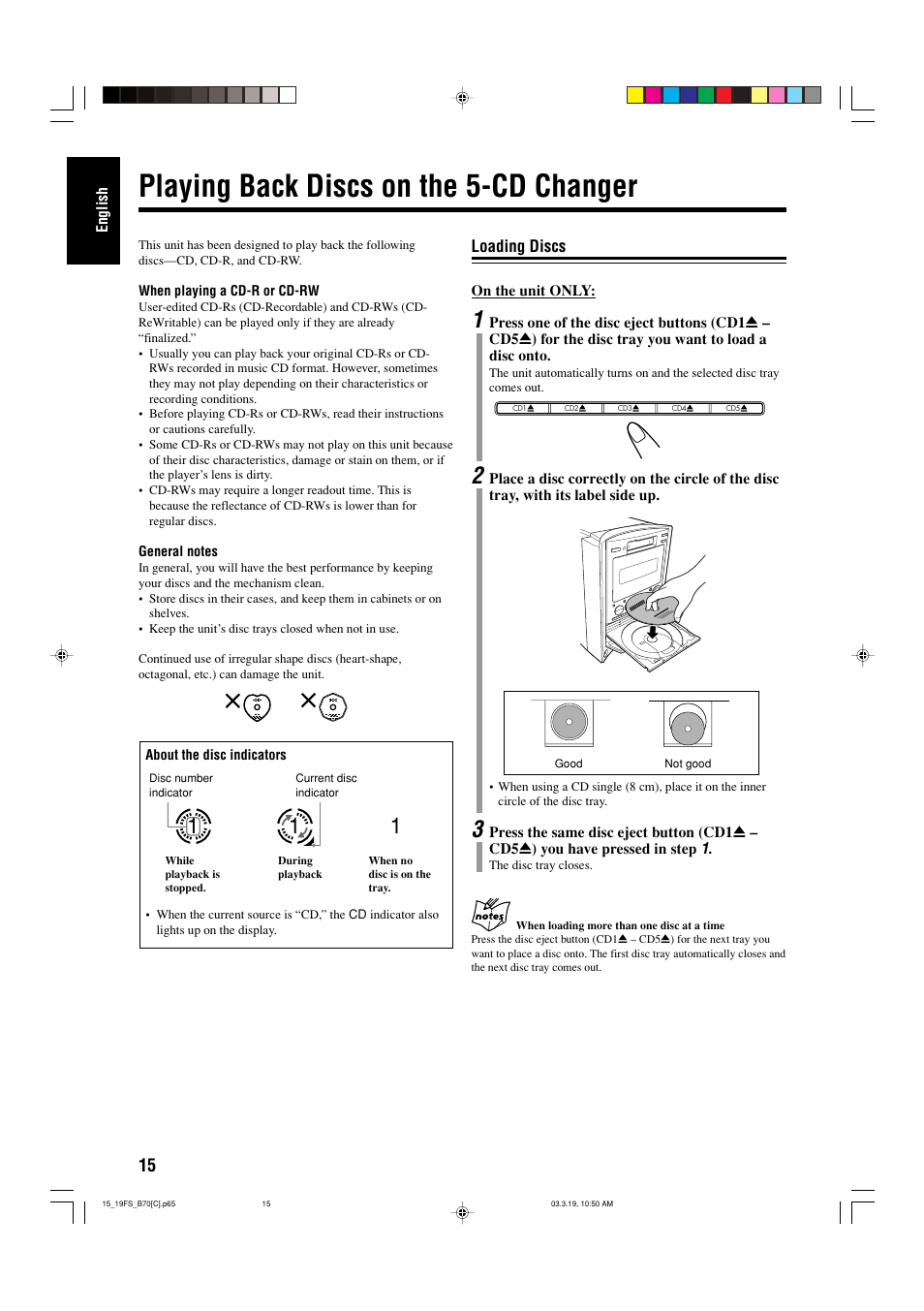 Playing back discs on the 5-cd changer | JVC CA-FSB70 User Manual | Page 54 / 70