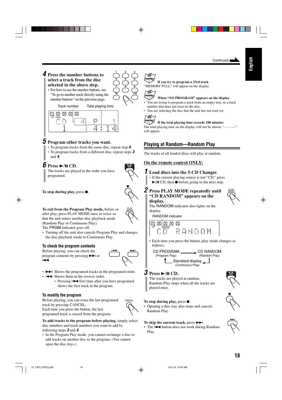 Playing at random—random play | JVC CA-FSB70 User Manual | Page 57 / 70