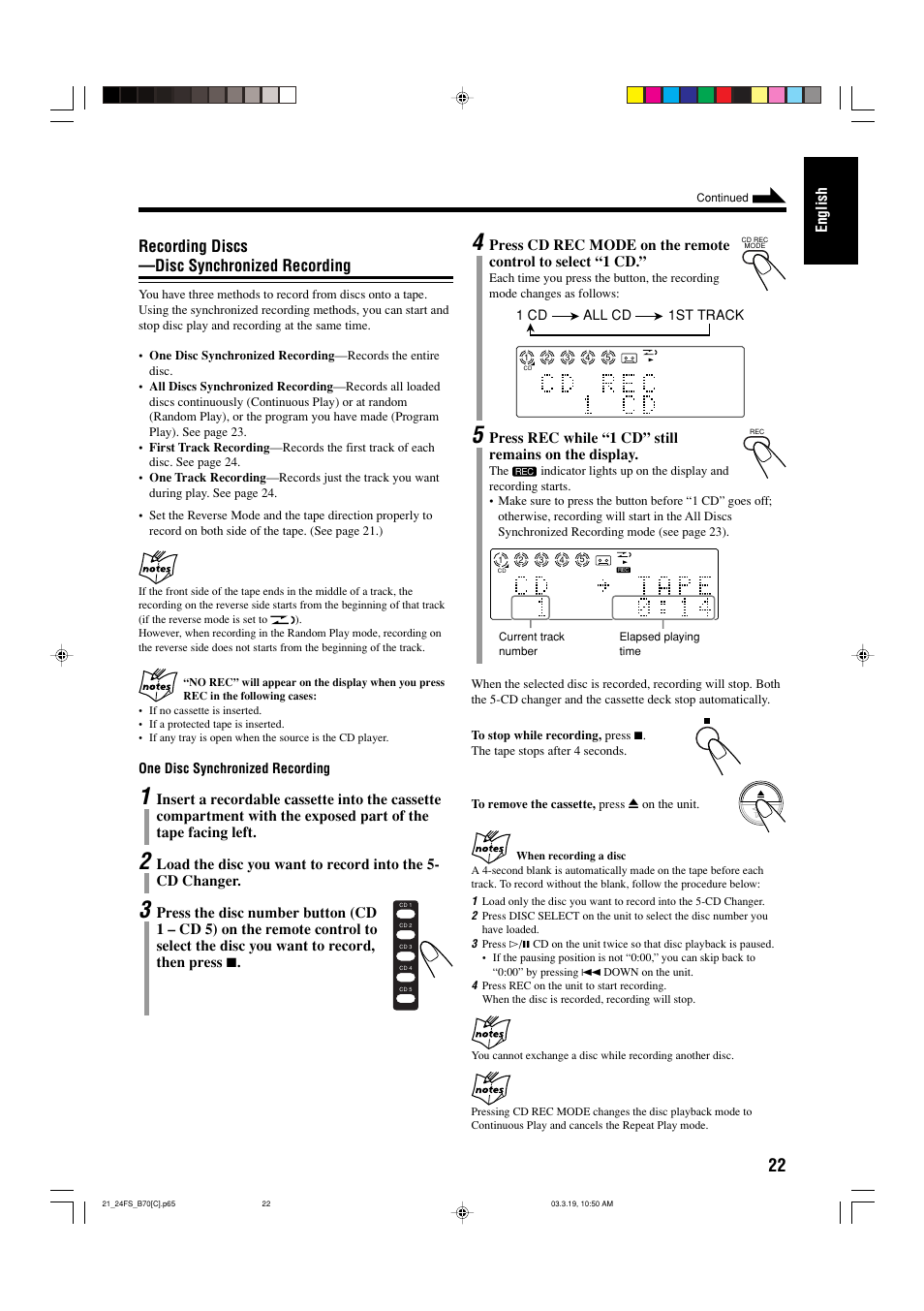 Recording discs —disc synchronized recording | JVC CA-FSB70 User Manual | Page 61 / 70