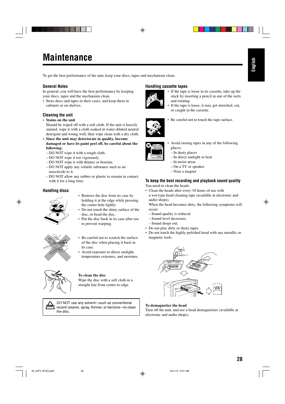 Maintenance | JVC CA-FSB70 User Manual | Page 67 / 70