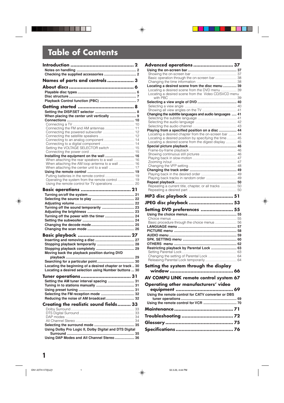JVC TH-V70 User Manual | Page 6 / 84