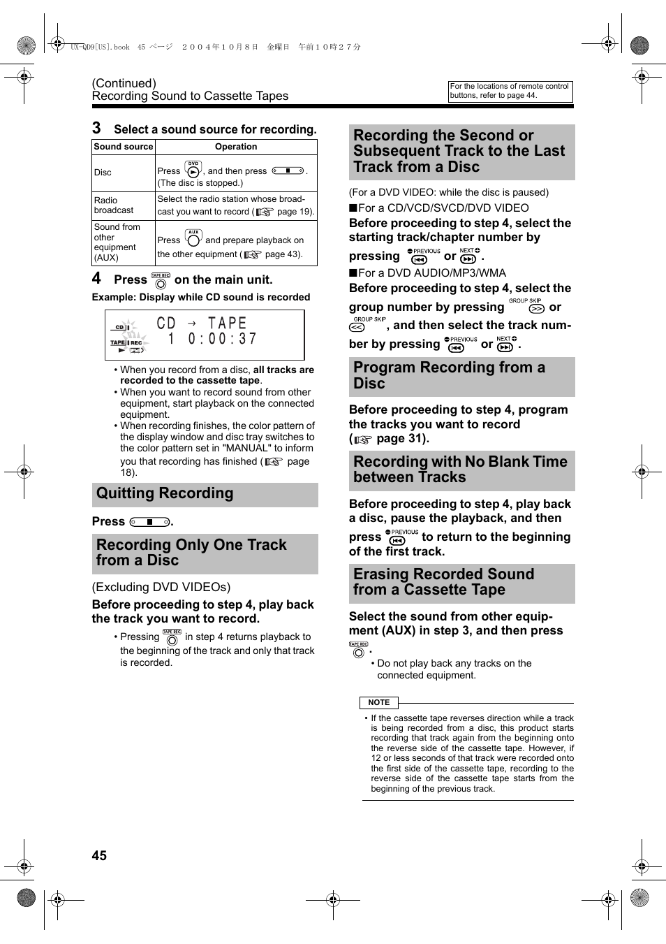 JVC CA-UXQD9S User Manual | Page 106 / 174