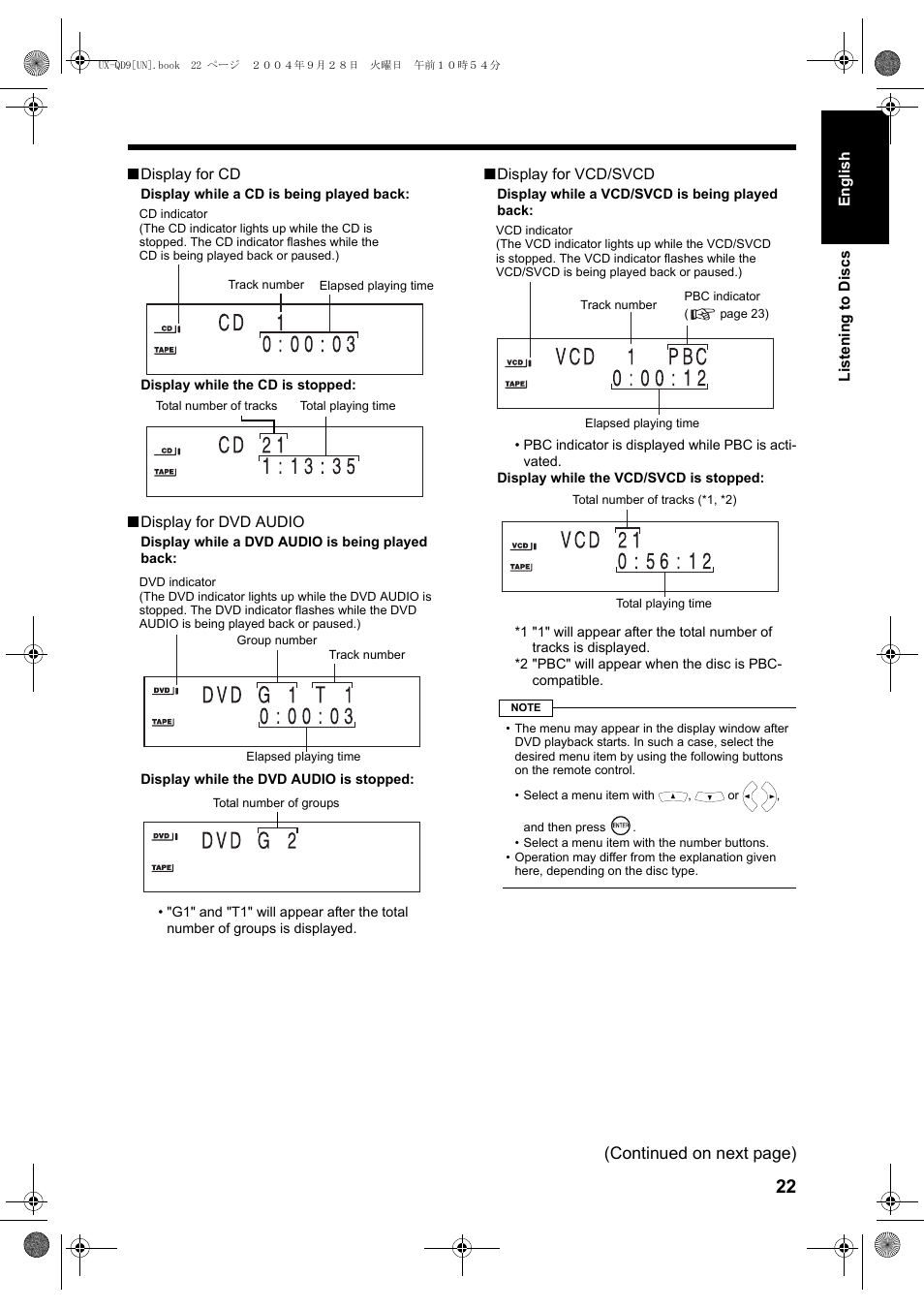 Continued on next page) | JVC CA-UXQD9S User Manual | Page 141 / 174