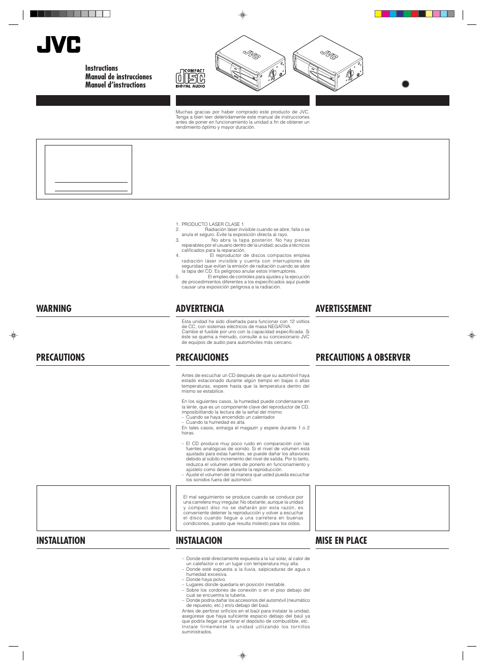 JVC CH-X1000/X400 User Manual | 6 pages