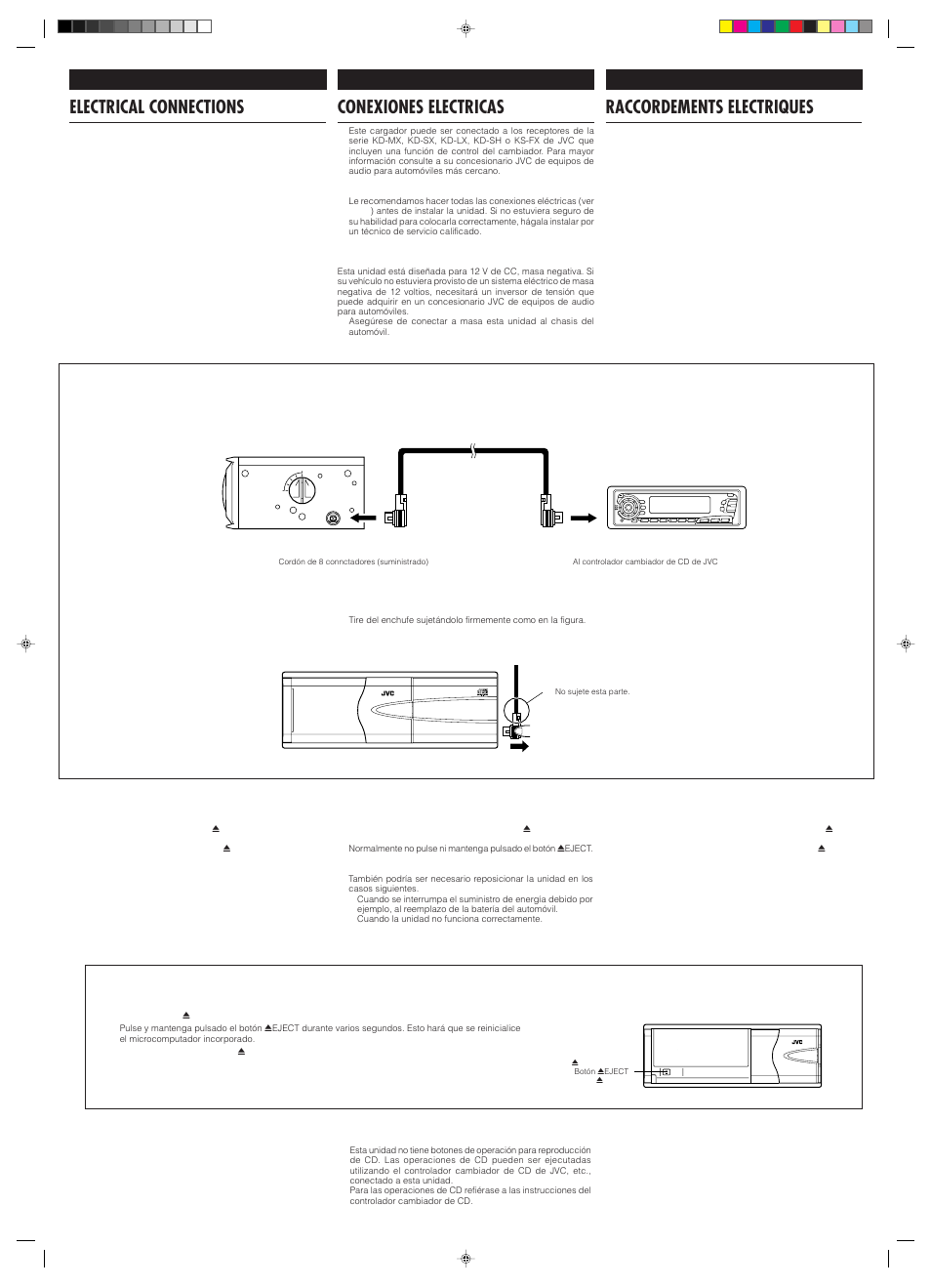Electrical connections, Raccordements electriques, Conexiones electricas | Compact disc changer | JVC CH-X1000/X400 User Manual | Page 4 / 6