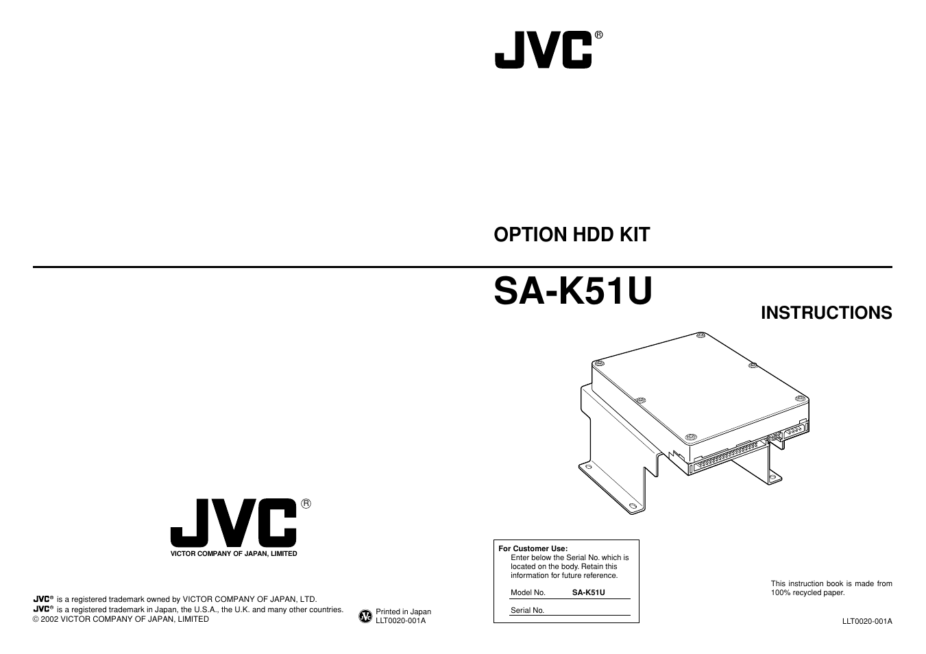 JVC SA-K51U User Manual | 6 pages