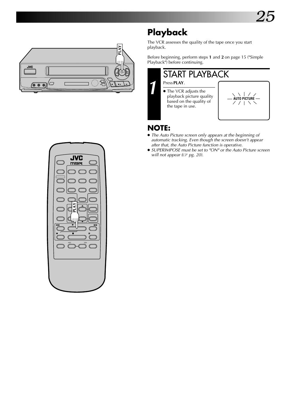 Start playback, Playback | JVC HR-A63U (Hi-Fi) User Manual | Page 25 / 48