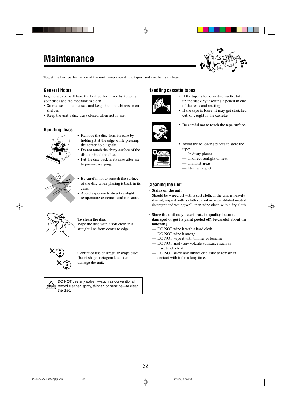 Maintenance | JVC CA-HXZ3R User Manual | Page 35 / 47