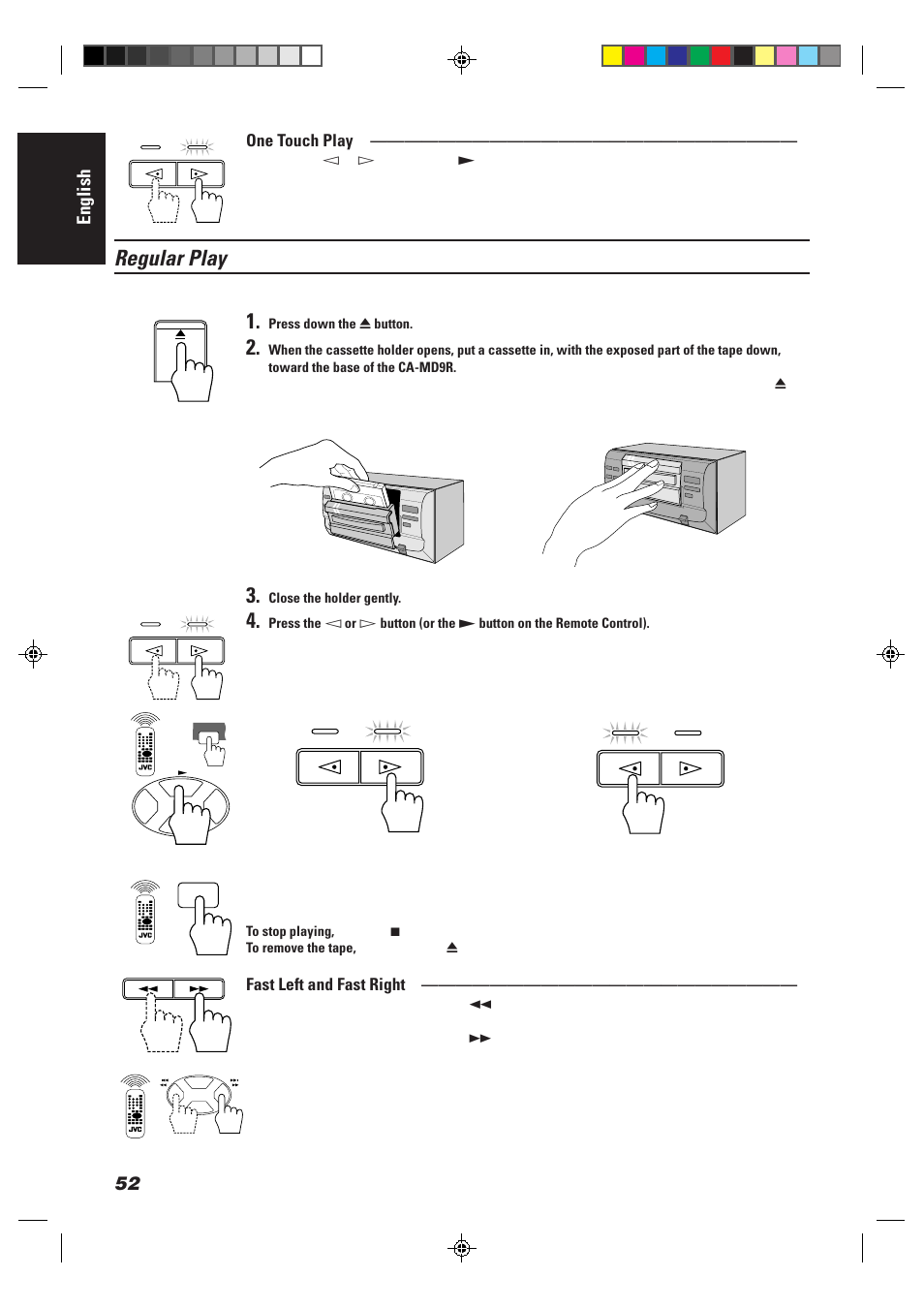 Regular play, English | JVC CA-MD9R User Manual | Page 56 / 63