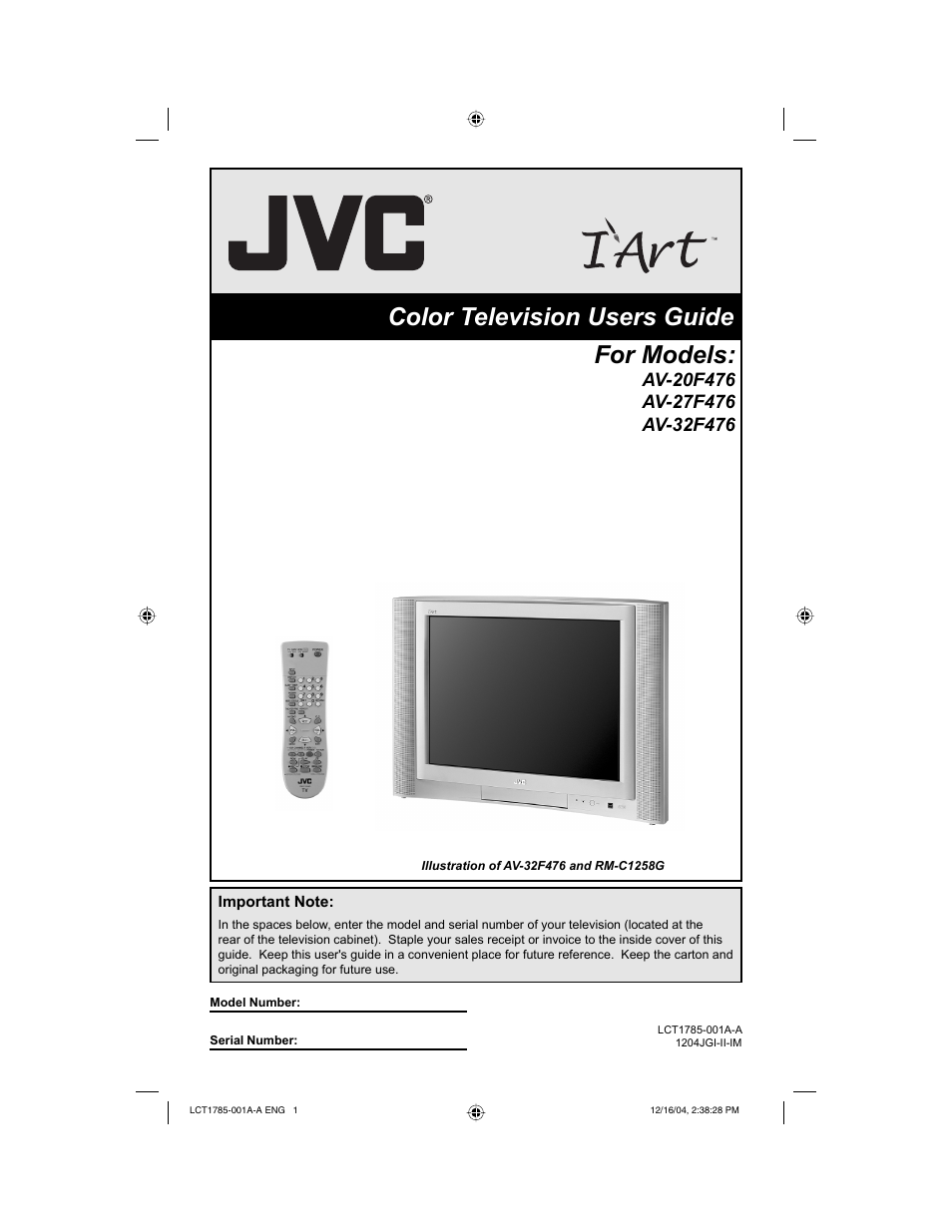 JVC AV 32F476  EN User Manual | 52 pages