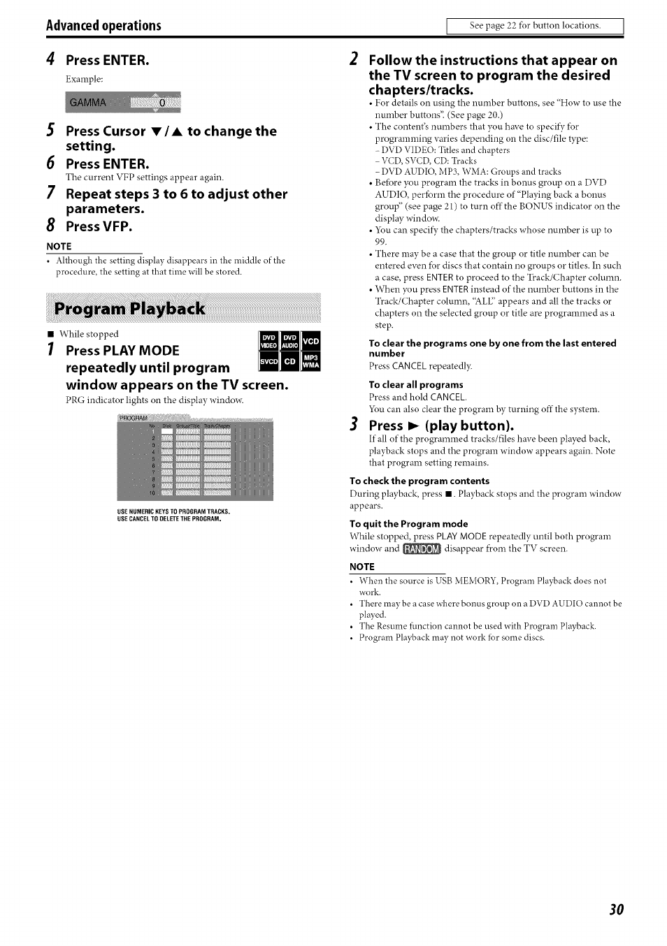 Program playback | JVC TH-C30 User Manual | Page 33 / 46