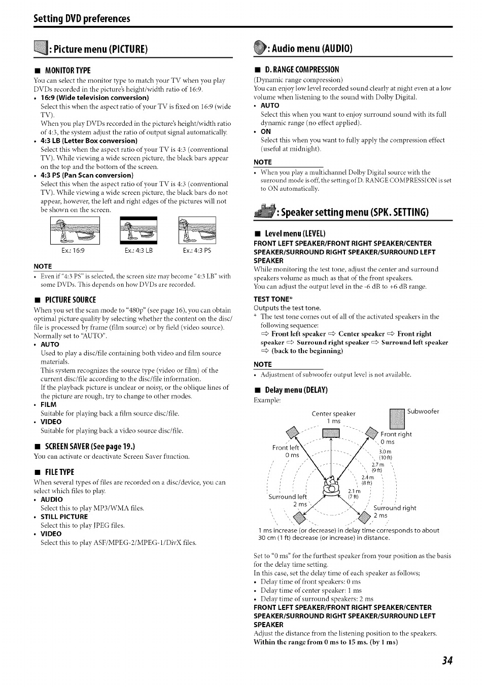 Setting dvd preferences | JVC TH-C30 User Manual | Page 37 / 46