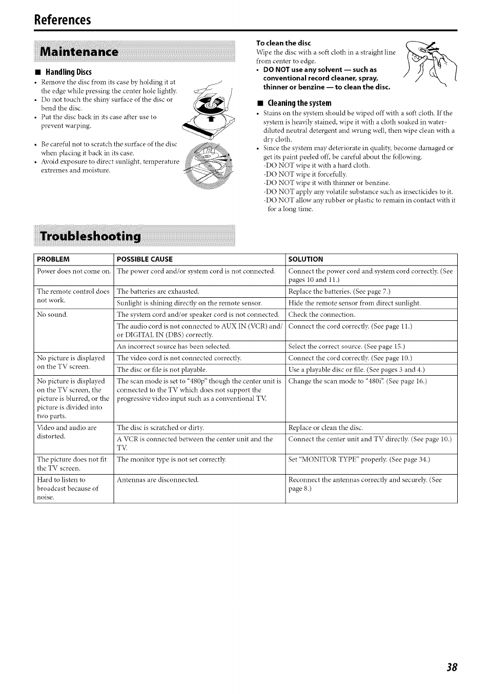 References, Maintenance, Troubleshooting | Maintenance troubleshooting | JVC TH-C30 User Manual | Page 41 / 46