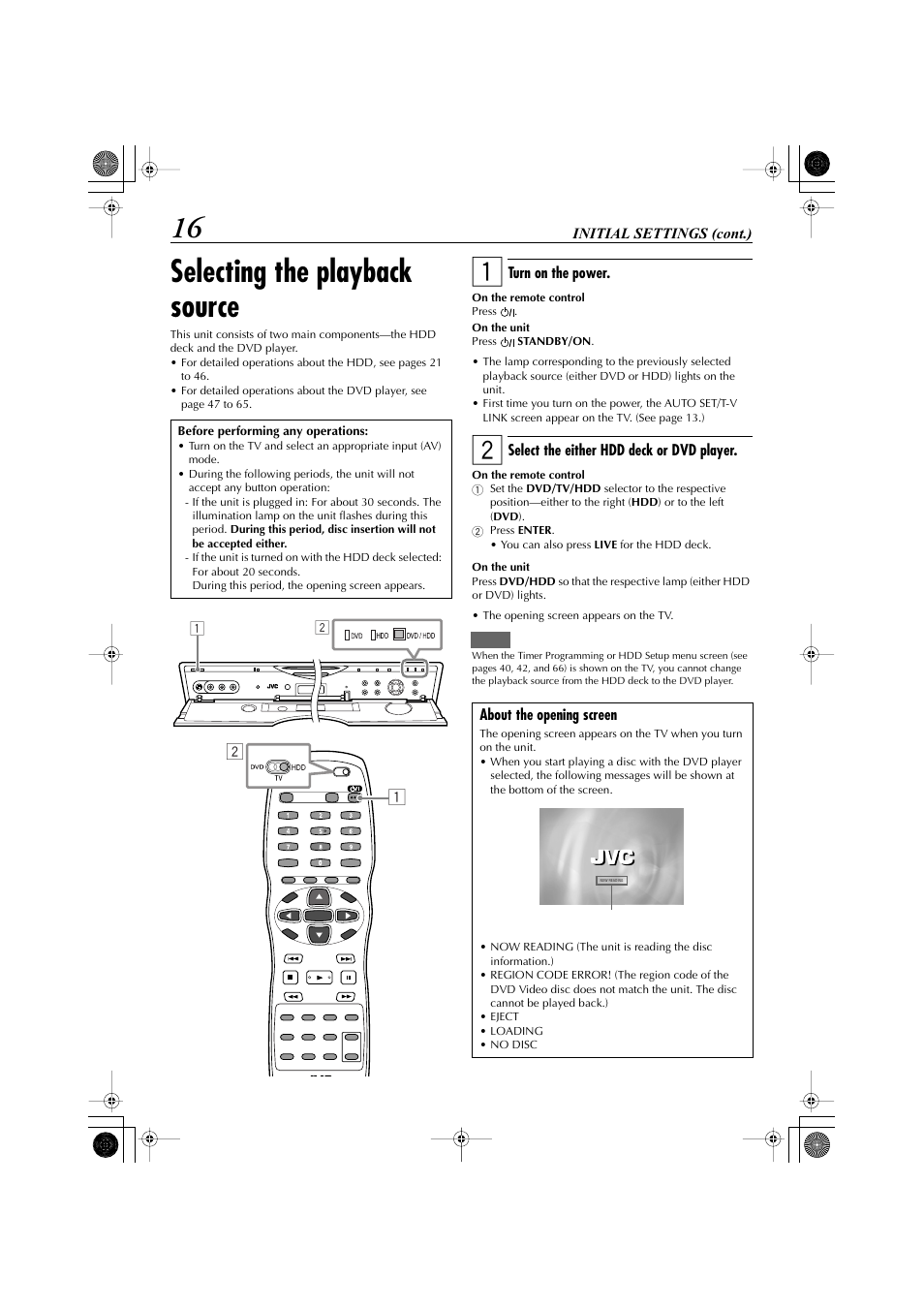 Selecting the playback source | JVC LET0239-001A User Manual | Page 16 / 96