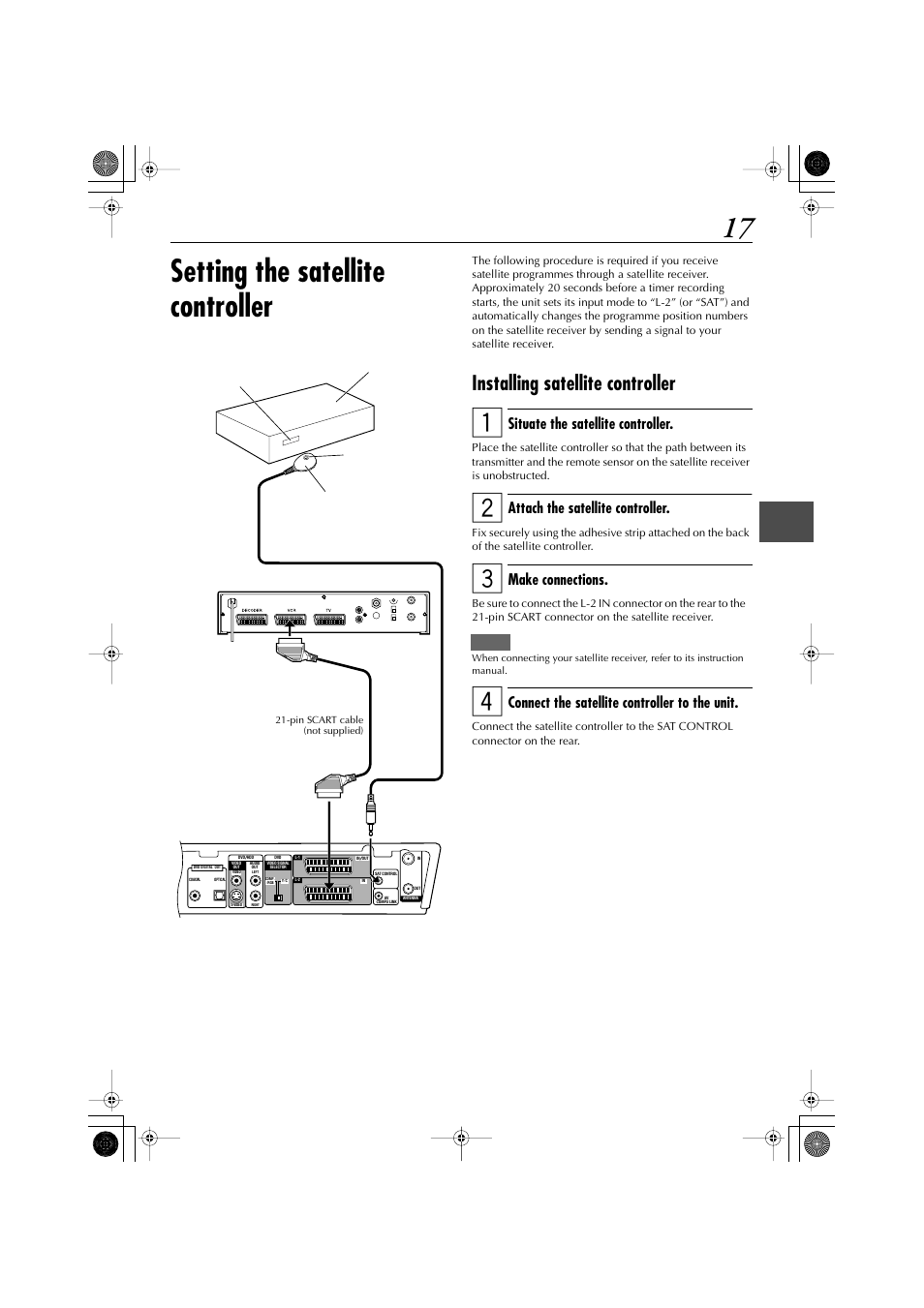 Setting the satellite controller, Installing satellite controller | JVC LET0239-001A User Manual | Page 17 / 96