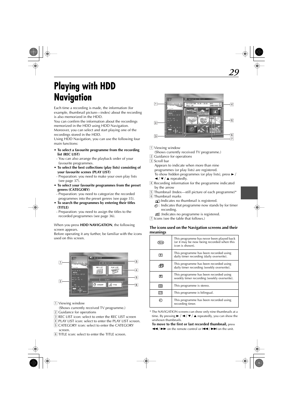 Playing with hdd navigation | JVC LET0239-001A User Manual | Page 29 / 96