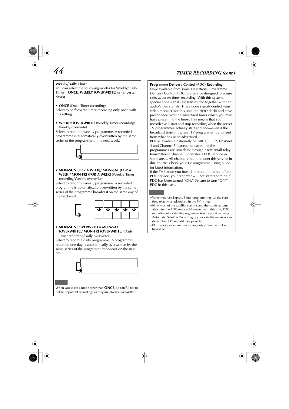Timer recording (cont.) | JVC LET0239-001A User Manual | Page 44 / 96