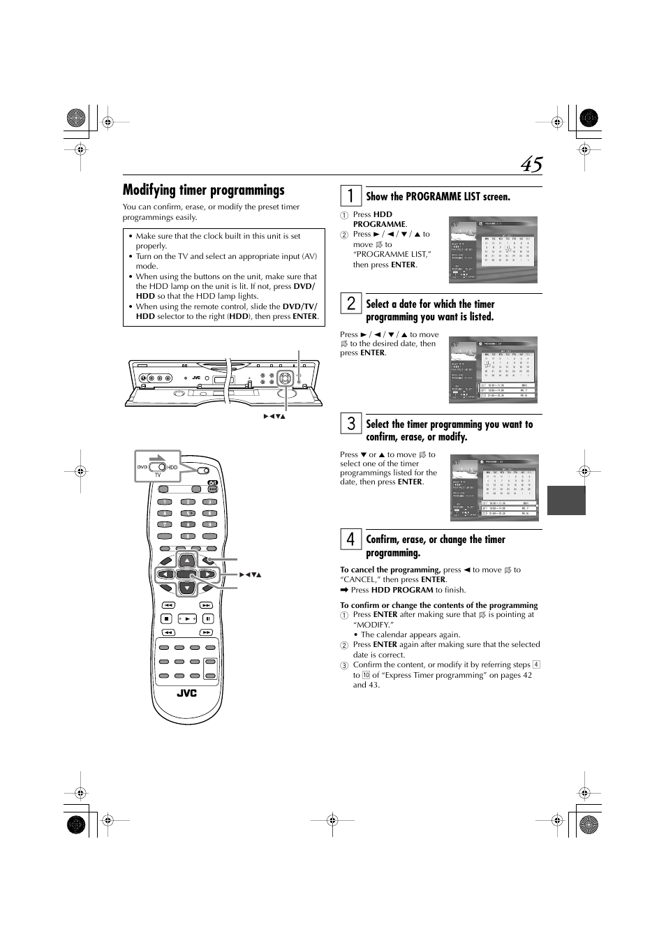 Modifying timer programmings | JVC LET0239-001A User Manual | Page 45 / 96