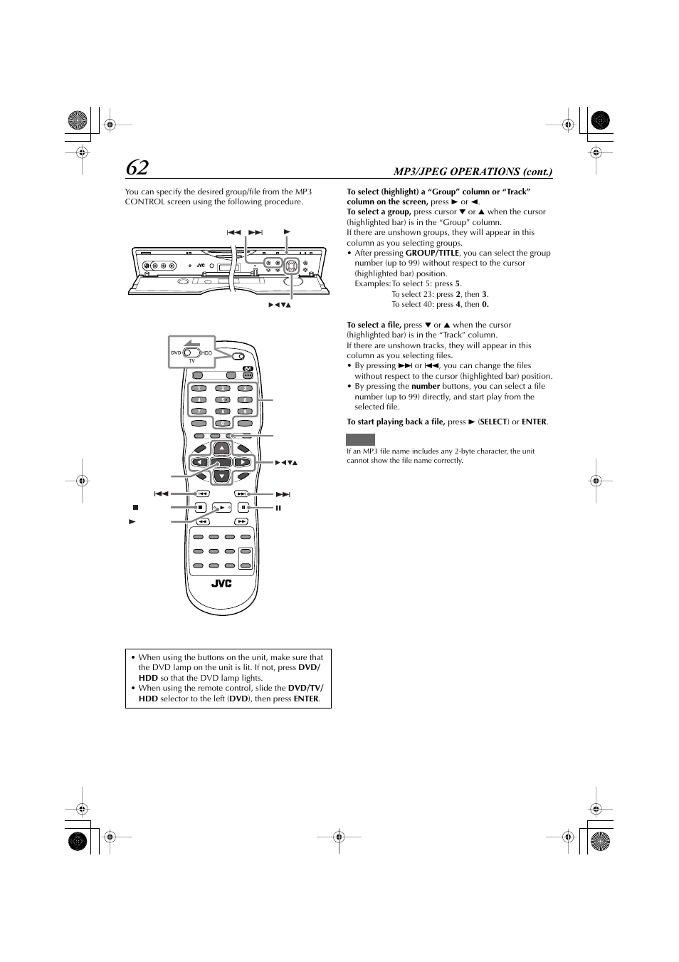 Mp3/jpeg operations (cont.) | JVC LET0239-001A User Manual | Page 62 / 96