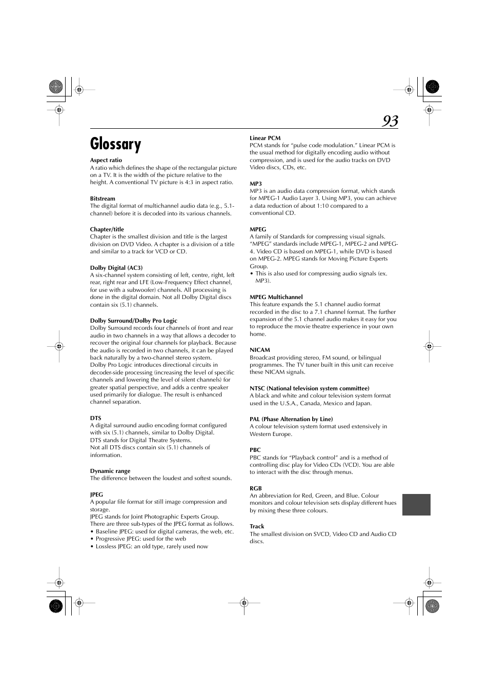 Glossary | JVC LET0239-001A User Manual | Page 93 / 96