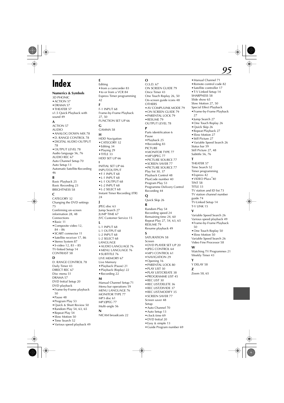 Index | JVC LET0239-001A User Manual | Page 95 / 96
