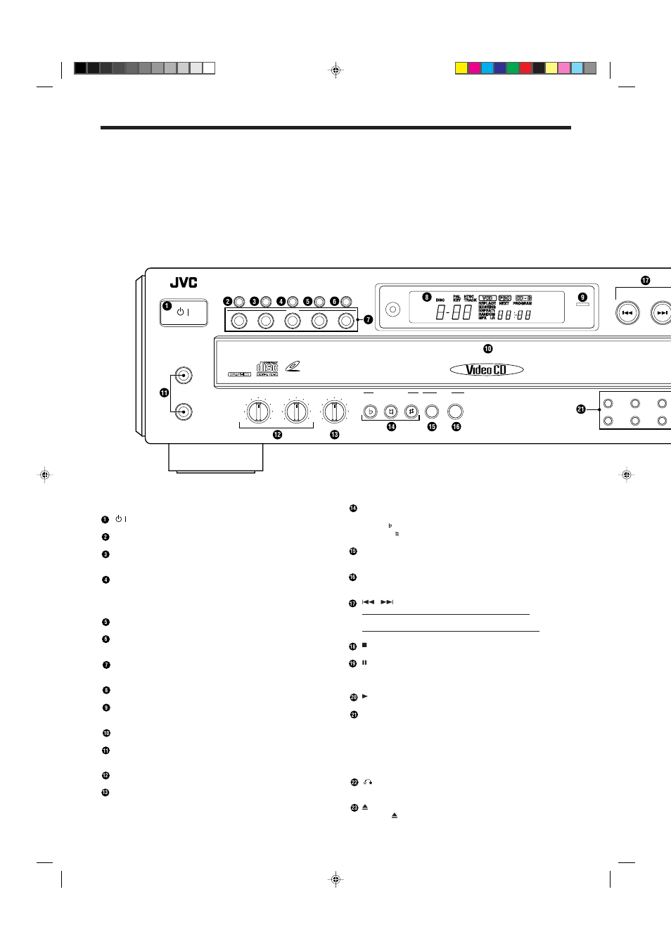 Overview of controls, Front panel, Page 4 | JVC XL-FV323TN User Manual | Page 7 / 27