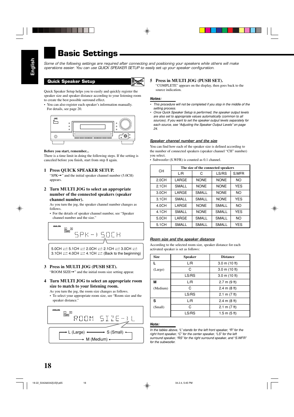 Basic settings, English | JVC LVT1140-004A User Manual | Page 22 / 43