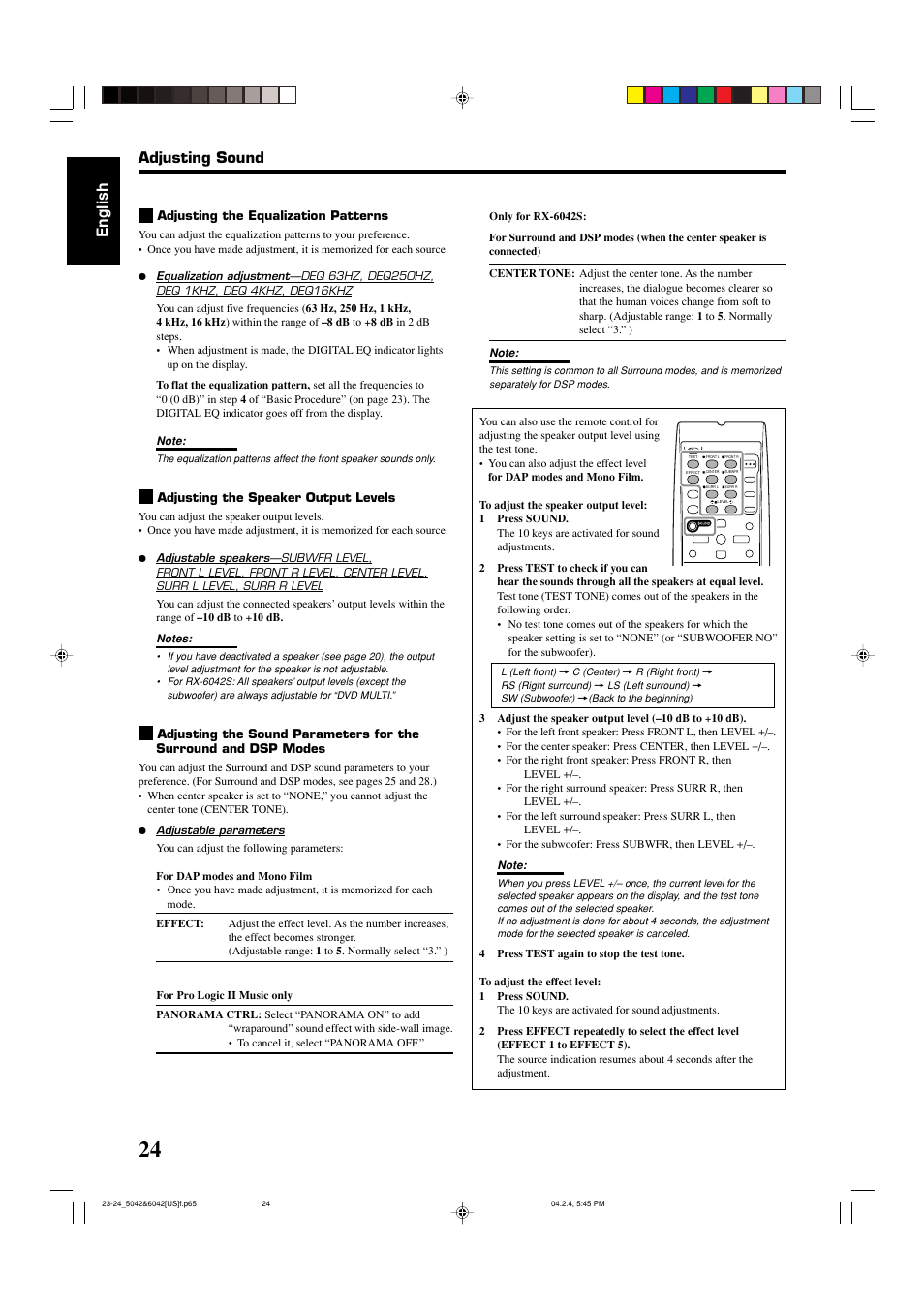 English, Adjusting sound | JVC LVT1140-004A User Manual | Page 28 / 43