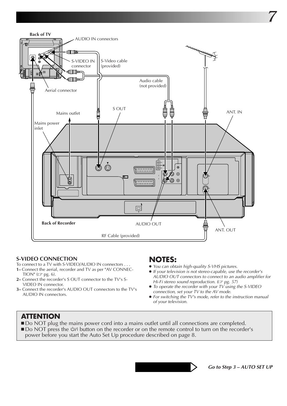 Attention, S-video connection | JVC HM-DR10000EK User Manual | Page 7 / 80