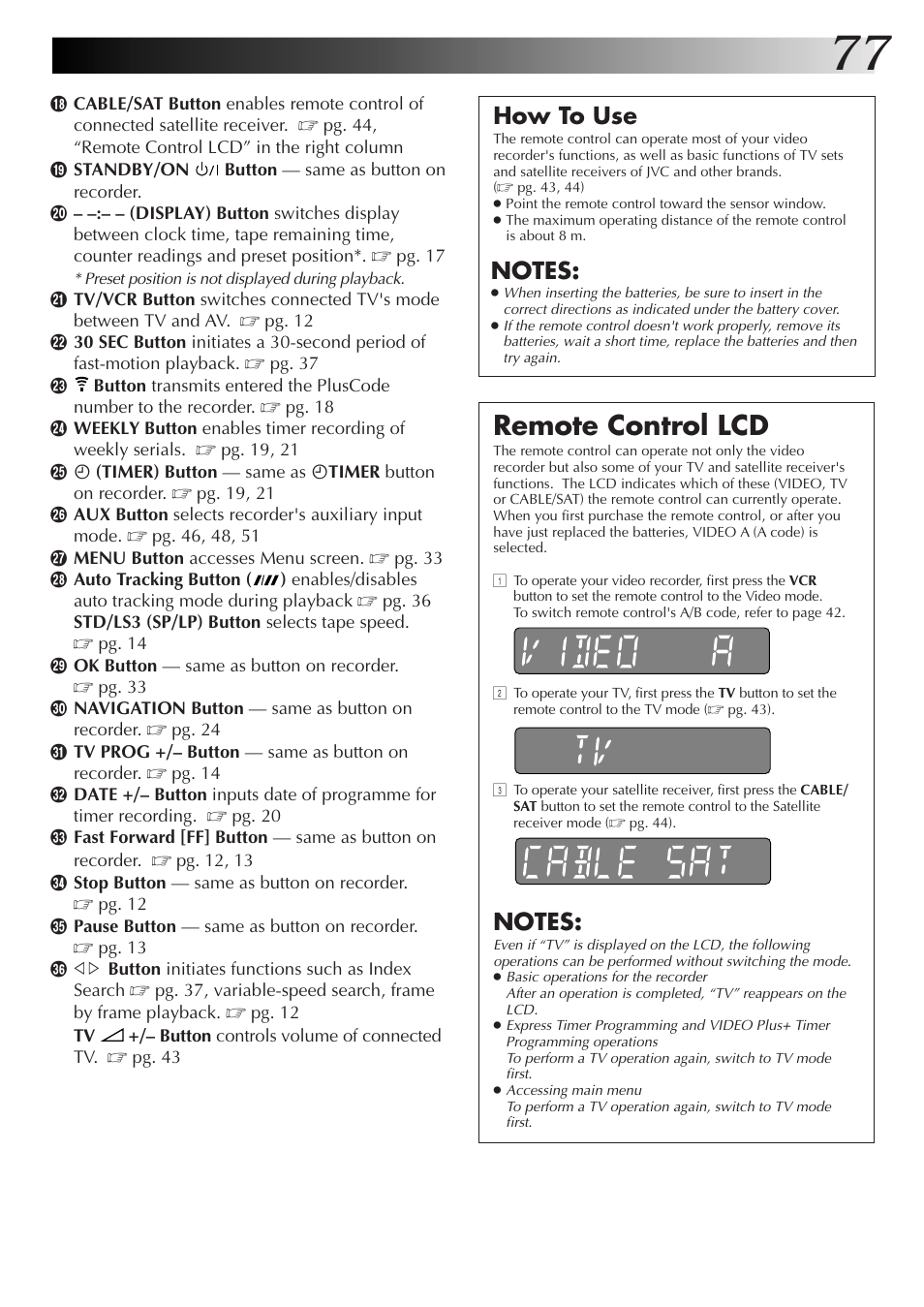 Remote control lcd, How to use | JVC HM-DR10000EK User Manual | Page 77 / 80