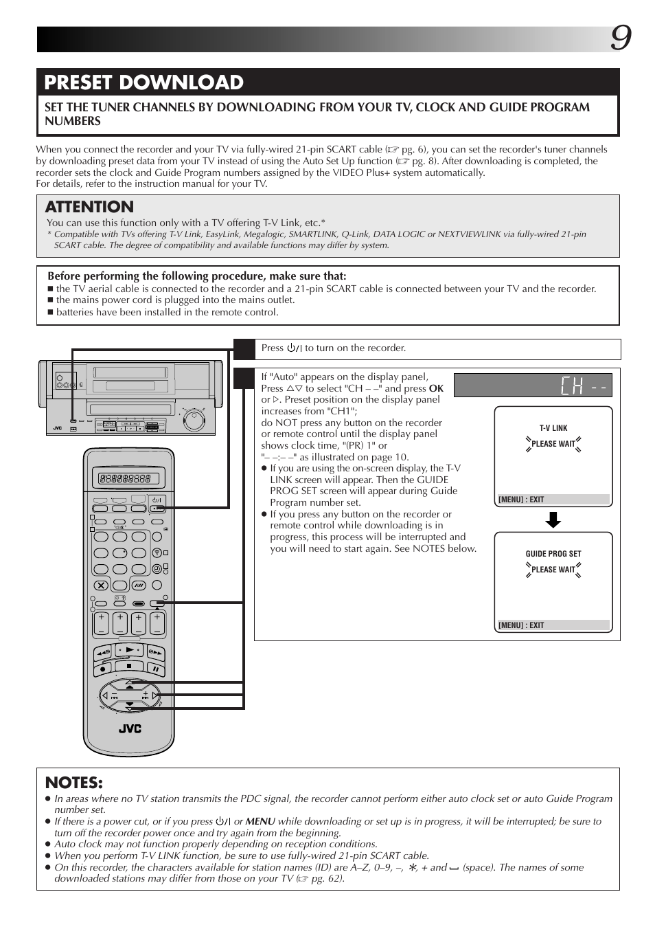 Preset download, Attention | JVC HM-DR10000EK User Manual | Page 9 / 80