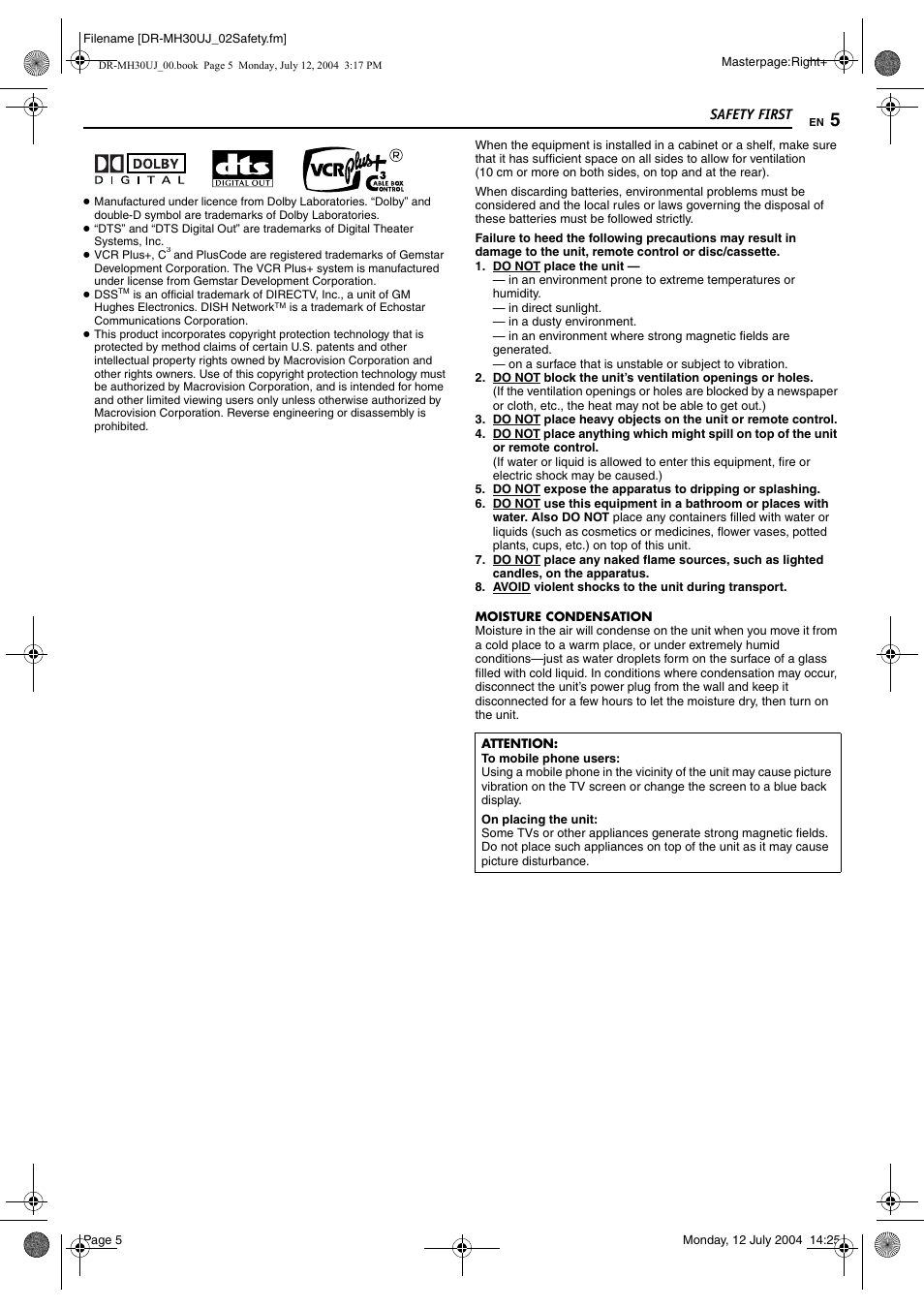 JVC DR-MH20SUJ User Manual | Page 5 / 84