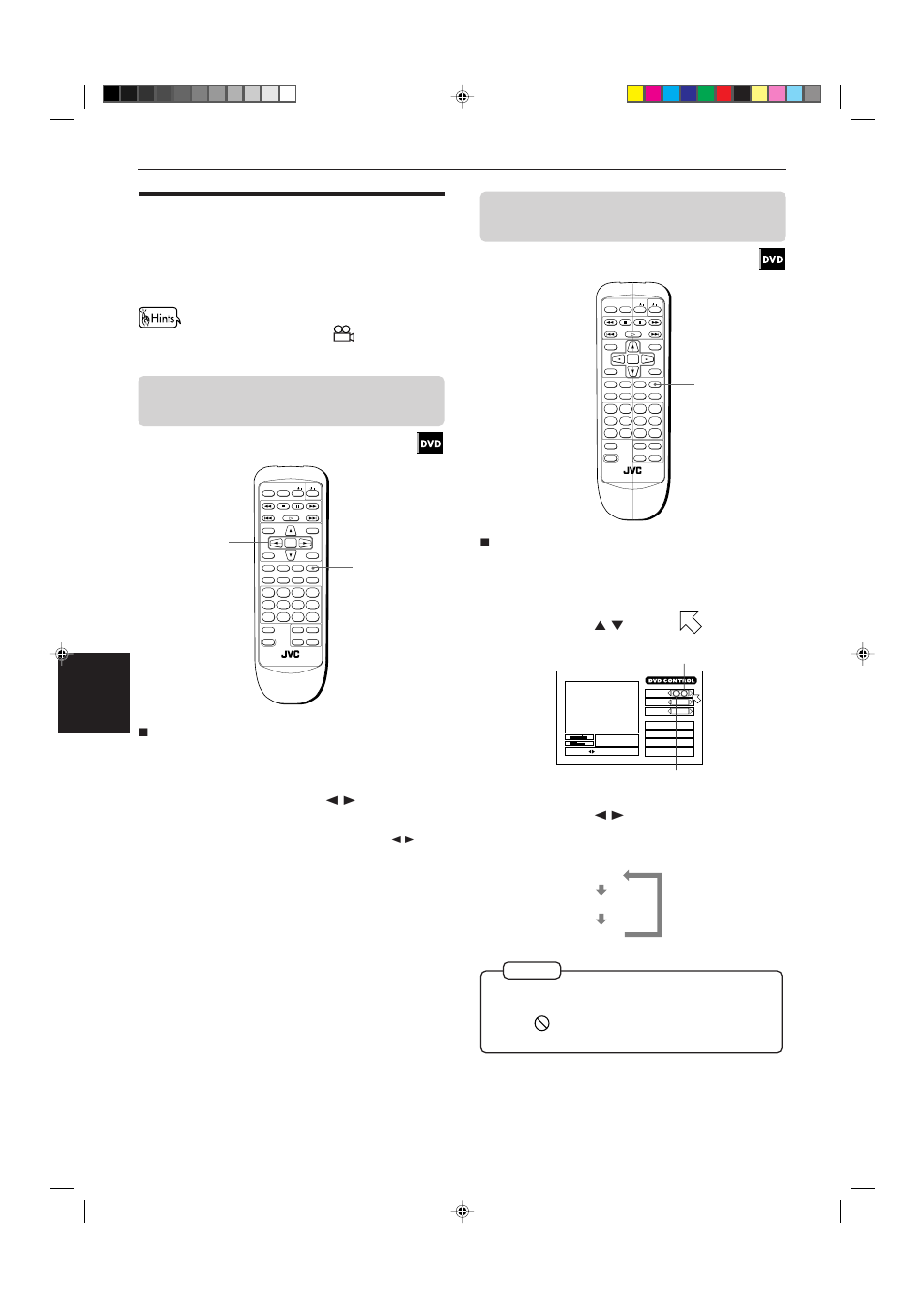 Viewing from multiple angles, Press angle, Press on screen | Use cursor 5/∞ to move to [angle, Use cursor 2/3 to select the desired angle number, Advanced operations, During playback, The on-screen display appears on the tv screen, Example | JVC XV-515GD  EN User Manual | Page 32 / 48