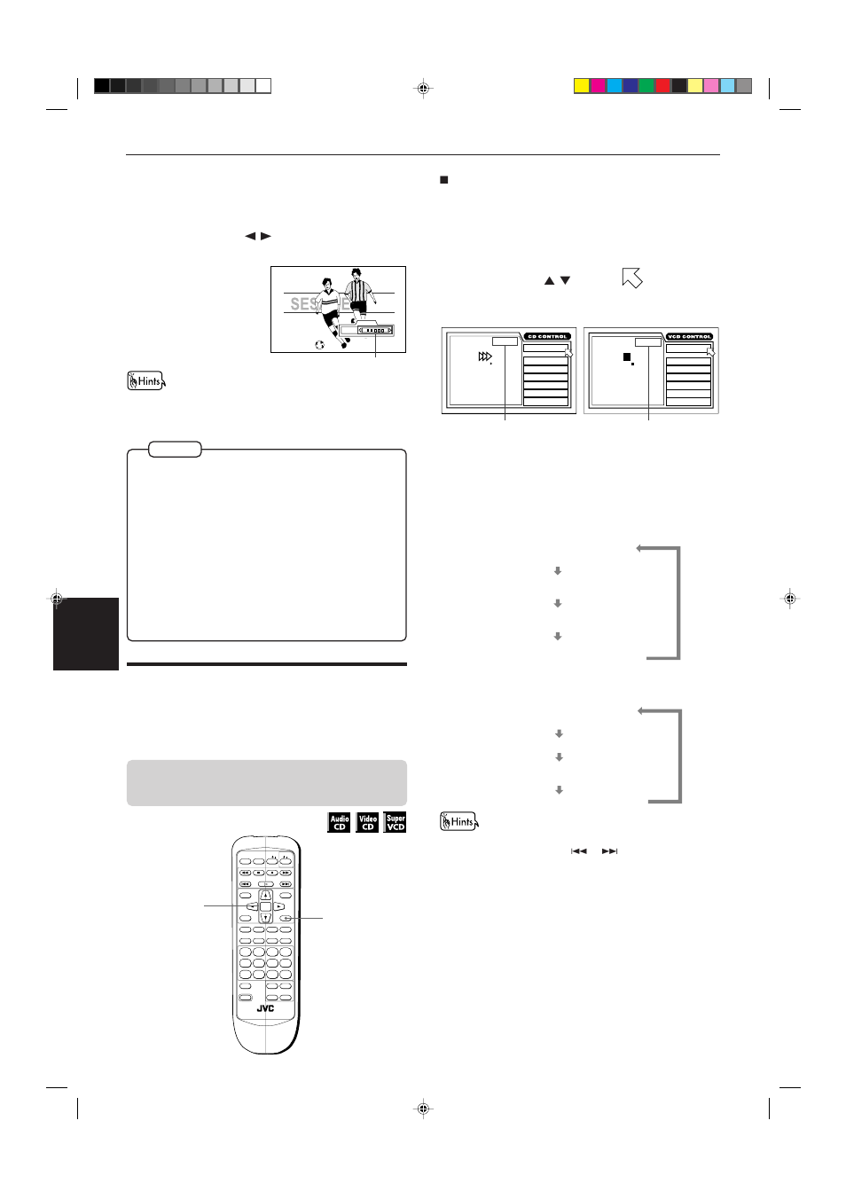 Checking the disc time, Press cursor 2/3 to adjust the effect level, Press enter | Press on screen, Use cursor 5/∞ to move to [time select | JVC XV-515GD  EN User Manual | Page 36 / 48