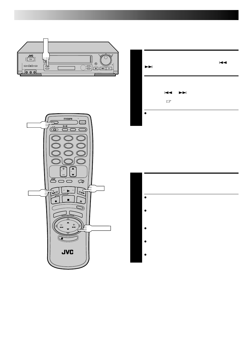 Start search, Access distant code, Activate instant review | Playback and recording features (cont.), Index search, Instant review | JVC HR-DD840KR User Manual | Page 28 / 68