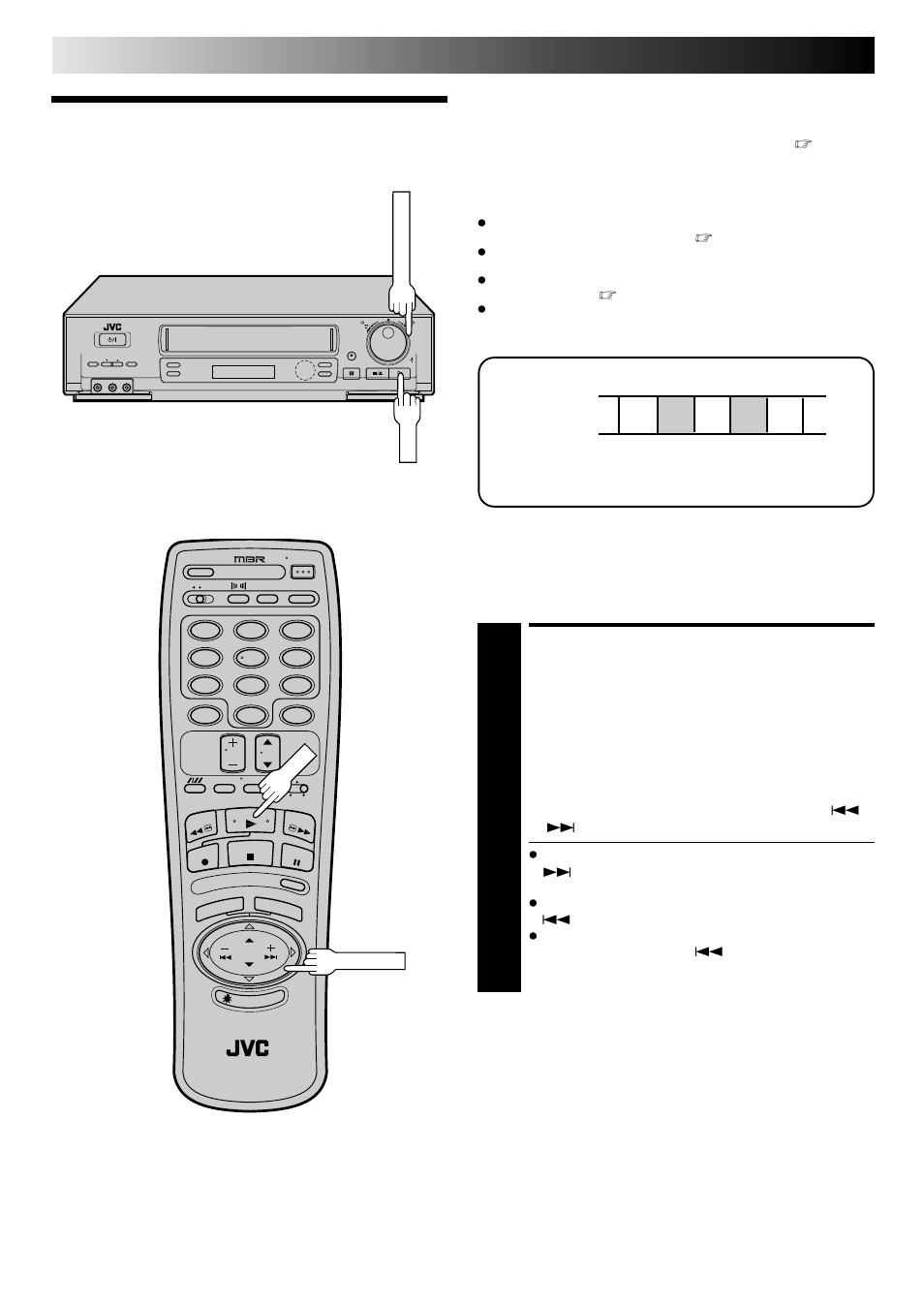 Timescan, Activate variable-speed search, Playback and recording features (cont.) | Variable-speed search/ reverse motion playback | JVC HR-DD840KR User Manual | Page 34 / 68