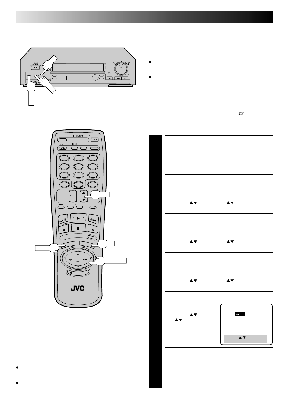 Access main menu screen, Access function set screen, Access audio select screen | Access 2nd audio screen, Select mode, Return to normal screen, Playback and recording features (cont.), Stereo and sap (second audio program) | JVC HR-DD840KR User Manual | Page 38 / 68