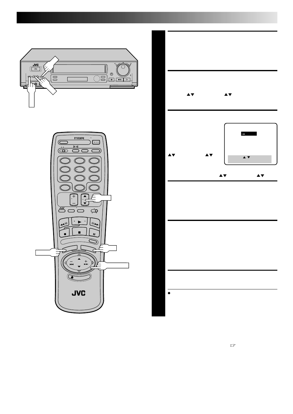 Return to function set screen, Access aux input screen, Select input | Return to normal screen, Start player, Start recorder | JVC HR-DD840KR User Manual | Page 49 / 68