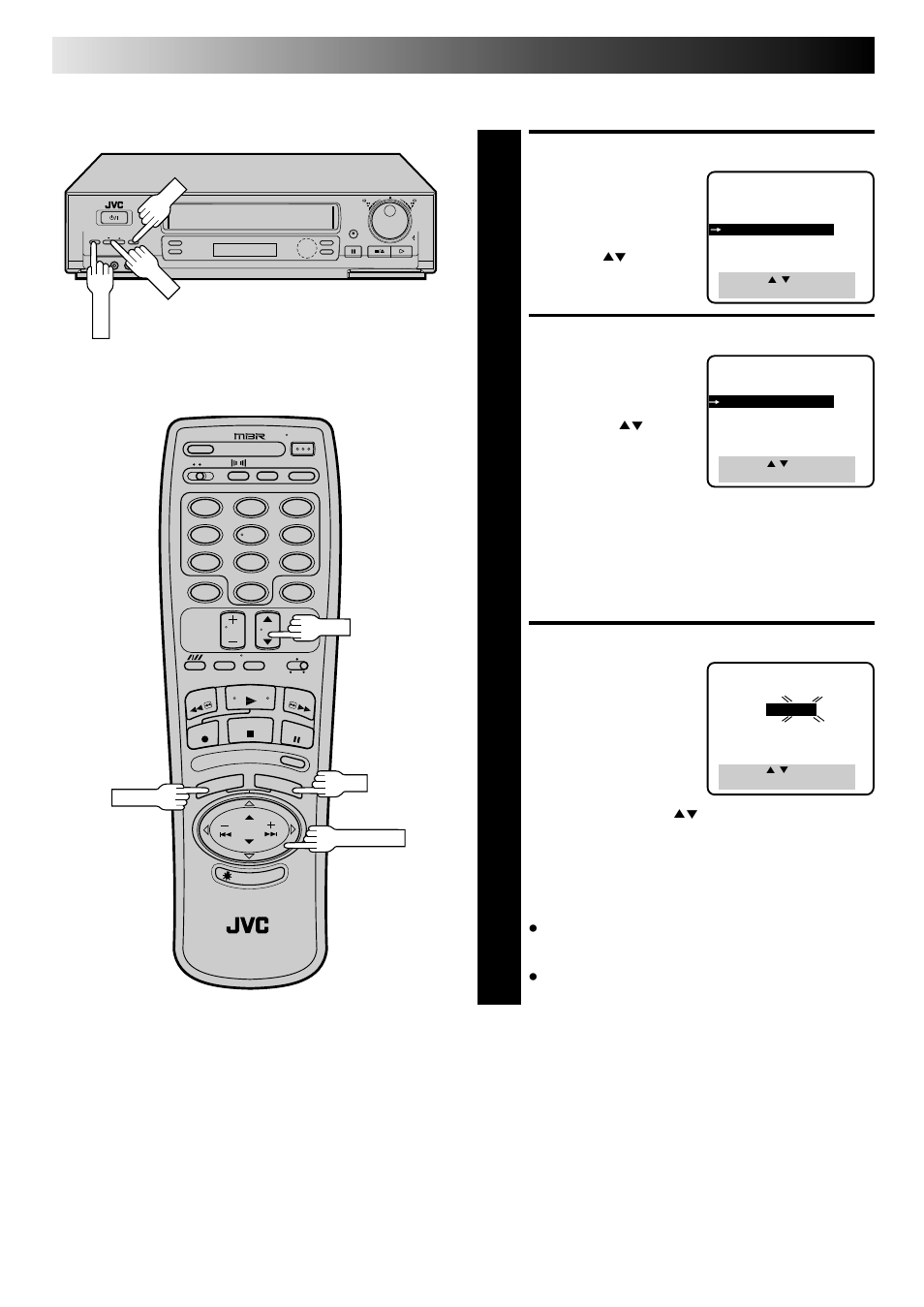 Select mode, Access select screens, Select host channel | Initial settings (cont.), Semi-auto | JVC HR-DD840KR User Manual | Page 8 / 68
