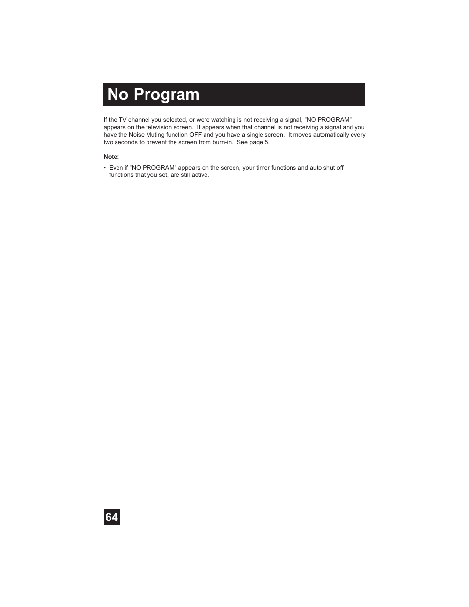 No program" message, No program | JVC HD-61Z585 User Manual | Page 64 / 89